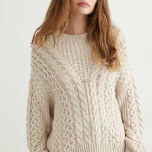 Beige cable knit sweater size small